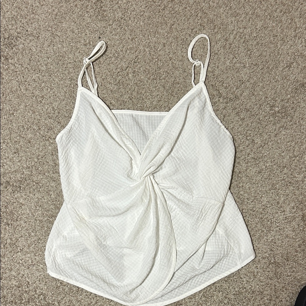 Aerie White Twist-Front Camisole
